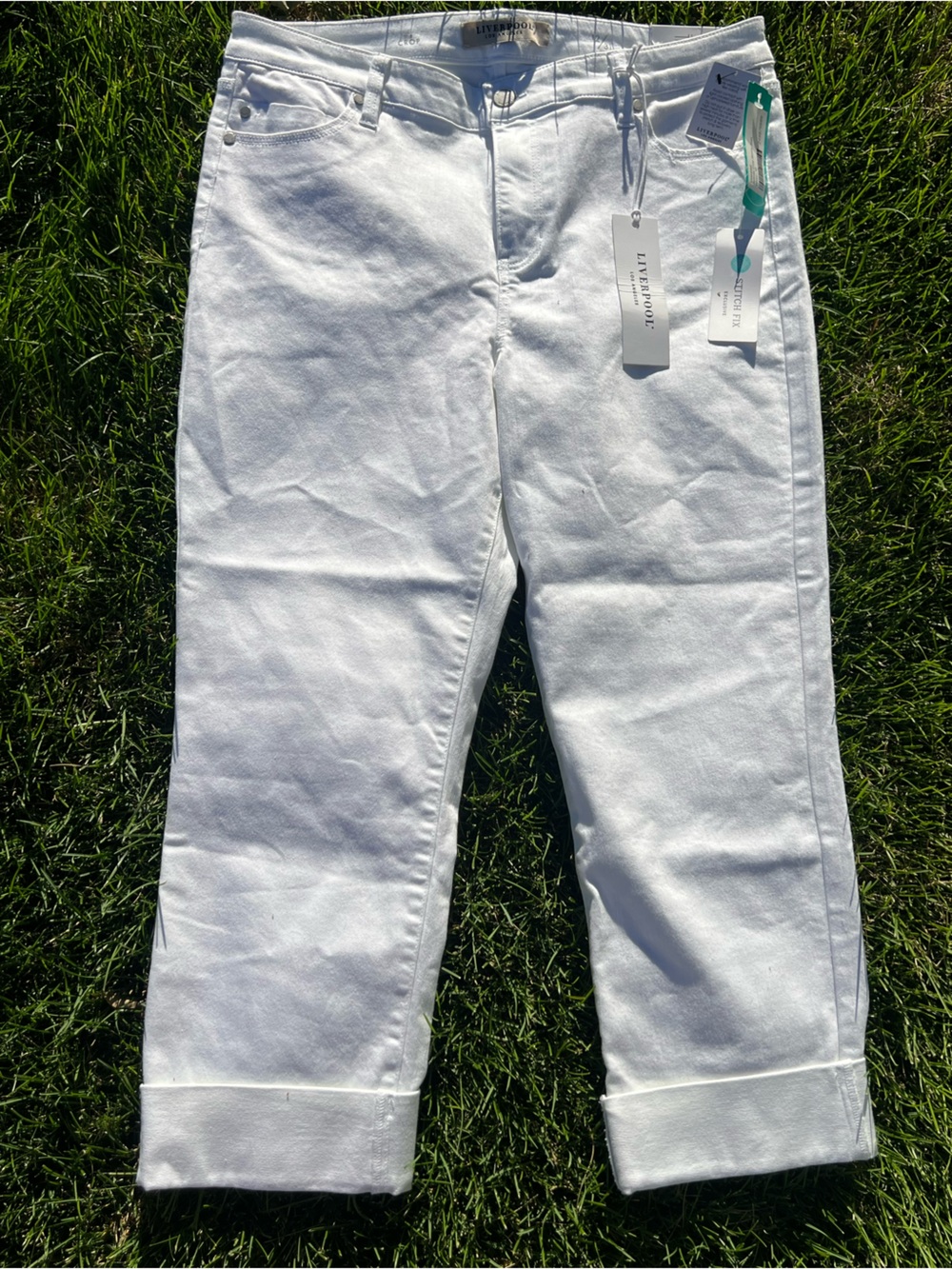 Liverpool White Belinda Women's Crop NWT Jean